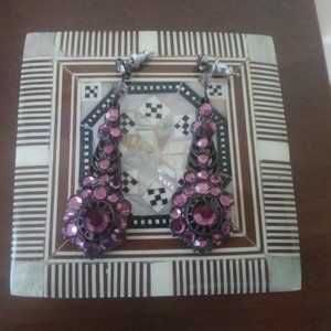 Swarovski Crystal Art Deco Drop Dangle Sparkly Violet Earrings